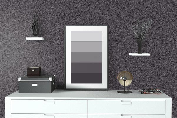 Pretty Photo frame on Lava Black color drawing room interior textured wall