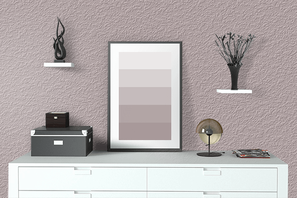 Pretty Photo frame on Pink Gray color drawing room interior textured wall