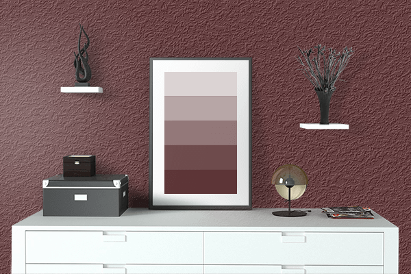 Pretty Photo frame on Tucson Red color drawing room interior textured wall