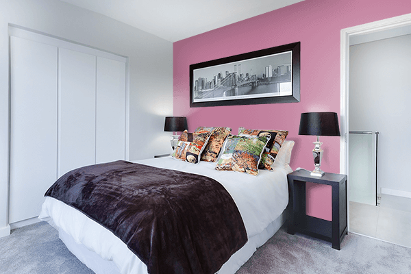 Pretty Photo frame on Dark Venetian Pink color Bedroom interior wall color