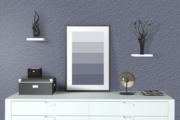 Pretty Photo frame on Gray Navy color drawing room interior textured wall