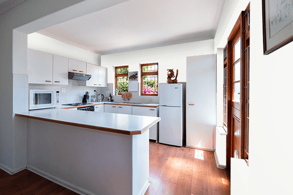 Pretty Photo frame on Sugar White color kitchen interior wall color