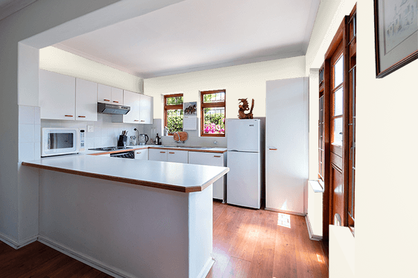 Pretty Photo frame on Silky White color kitchen interior wall color
