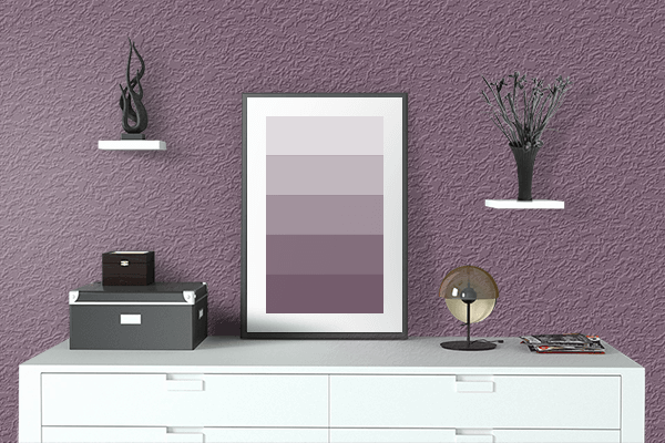 Pretty Photo frame on Purple Gumdrop color drawing room interior textured wall