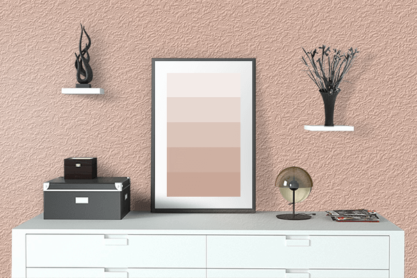 Pretty Photo frame on Soft Orange (RAL Design) color drawing room interior textured wall