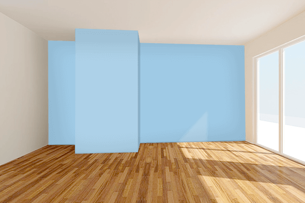 Pretty Photo frame on Velvet Blue color Living room wal color