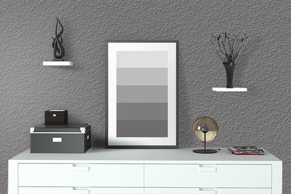 Pretty Photo frame on Steel Gray (Pantone) color drawing room interior textured wall
