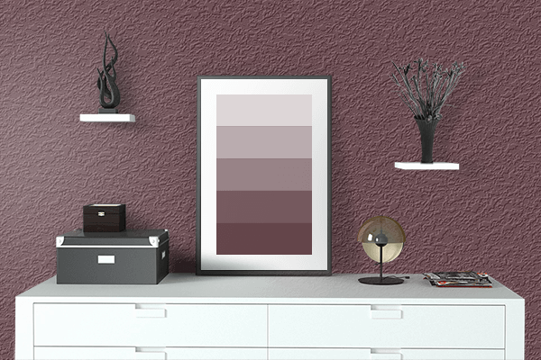 Pretty Photo frame on Pinkish Brown color drawing room interior textured wall