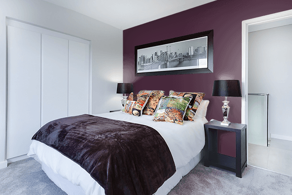 Pretty Photo frame on Potent Purple color Bedroom interior wall color