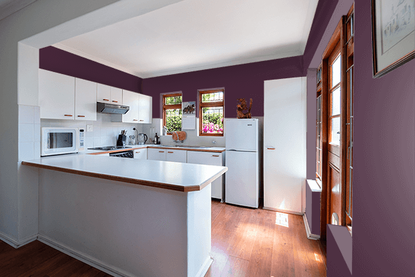 Pretty Photo frame on Potent Purple color kitchen interior wall color