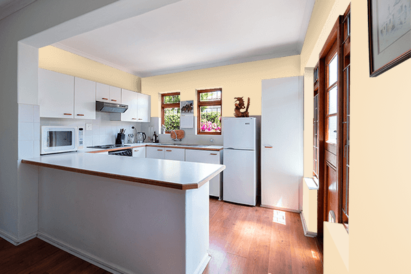 Pretty Photo frame on Macadamia Beige color kitchen interior wall color