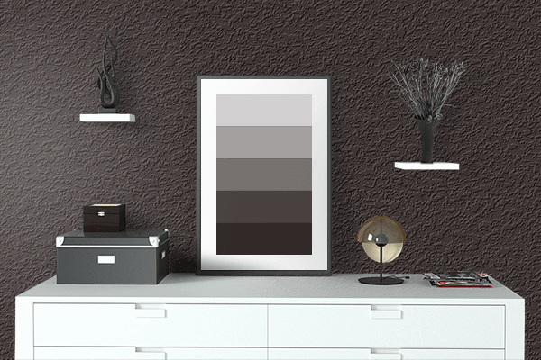Pretty Photo frame on Candy Black color drawing room interior textured wall
