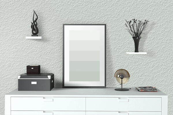 Pretty Photo frame on Quark White color drawing room interior textured wall