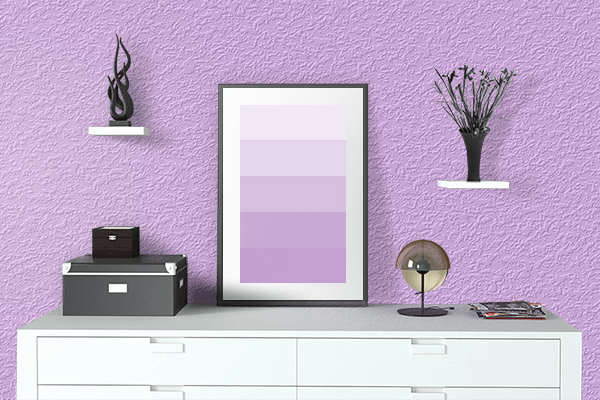 Pretty Photo frame on Soft Lilac color drawing room interior textured wall