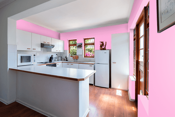 Pretty Photo frame on Light Hot Pink color kitchen interior wall color