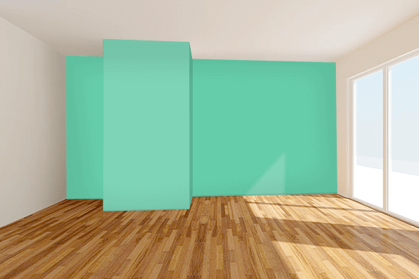 Pretty Photo frame on Medium Aquamarine color Living room wal color
