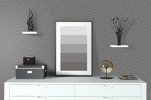Pretty Photo frame on Vintage Dark Grey color drawing room interior textured wall