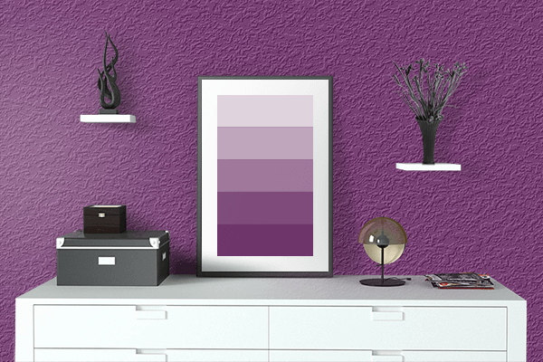 Pretty Photo frame on Palatinate color drawing room interior textured wall