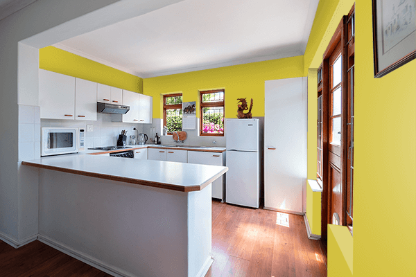 Pretty Photo frame on Matte Gold color kitchen interior wall color