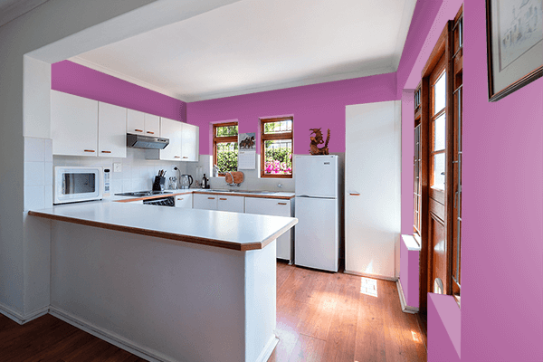 Pretty Photo frame on Radiant Orchid color kitchen interior wall color