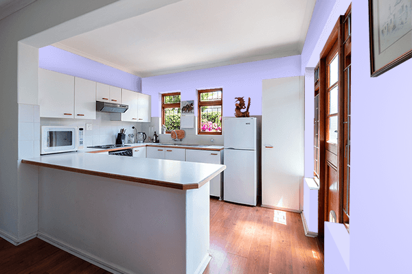 Pretty Photo frame on Lavender Blue color kitchen interior wall color