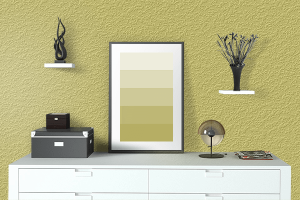 Pretty Photo frame on Light Olive (RAL Design) color drawing room interior textured wall