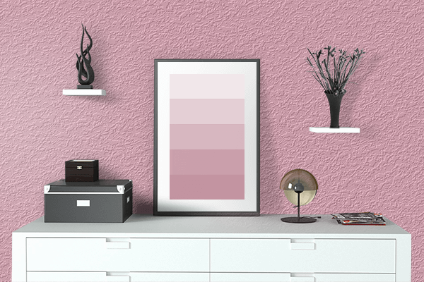 Pretty Photo frame on Vintage Pink color drawing room interior textured wall