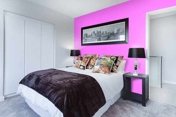 Pretty Photo frame on Light Magenta color Bedroom interior wall color