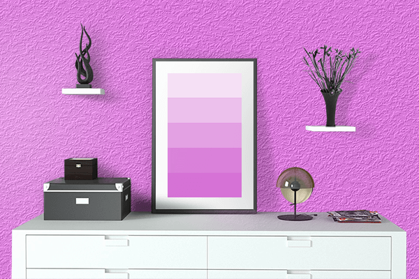 Pretty Photo frame on Light Magenta color drawing room interior textured wall