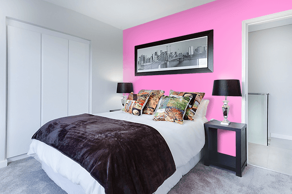 Pretty Photo frame on Pastel Fuchsia color Bedroom interior wall color