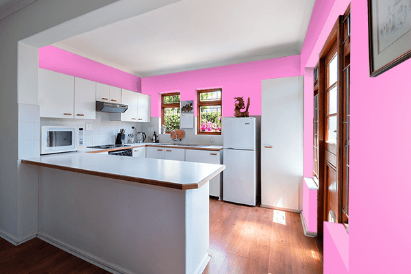 Pretty Photo frame on Pastel Fuchsia color kitchen interior wall color