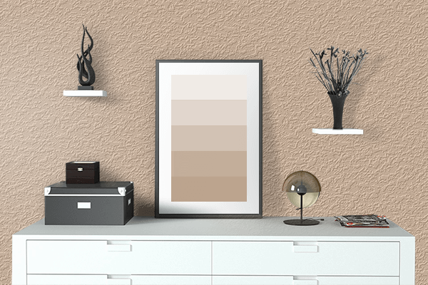 Pretty Photo frame on Fresh Beige color drawing room interior textured wall