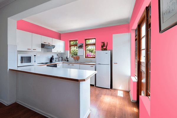 Pretty Photo frame on Wild Watermelon color kitchen interior wall color