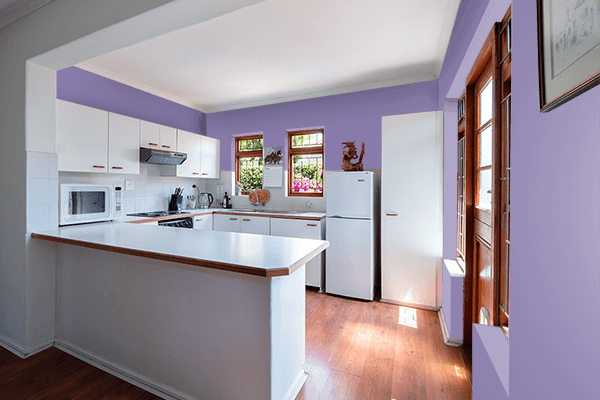 Pretty Photo frame on Iris Purple color kitchen interior wall color