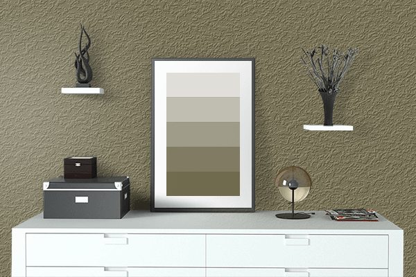 Pretty Photo frame on Olive Drab (Pantone) color drawing room interior textured wall