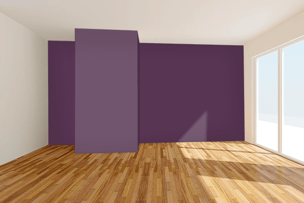 Pretty Photo frame on Boho Purple color Living room wal color
