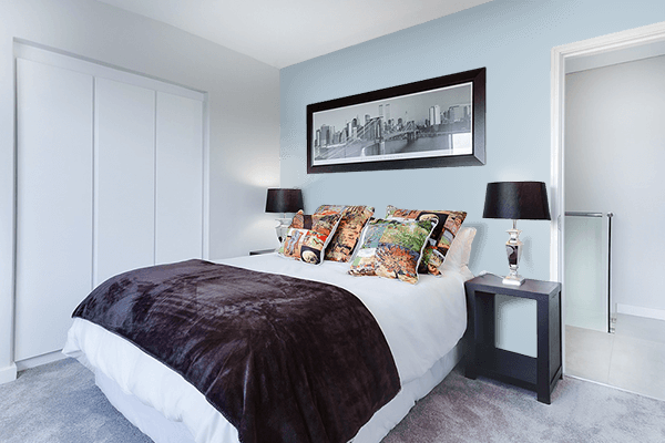 Pretty Photo frame on Baby Blue (Pantone) color Bedroom interior wall color