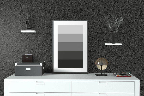 Pretty Photo frame on Elegant Black color drawing room interior textured wall