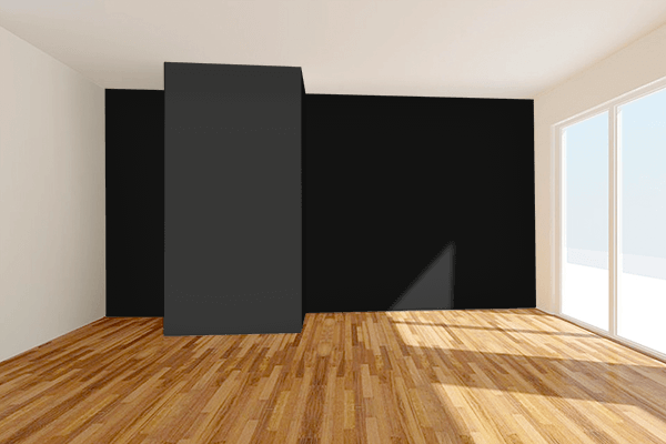 Pretty Photo frame on Elegant Black color Living room wal color