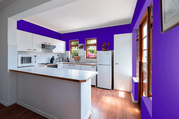 Pretty Photo frame on Strong Indigo color kitchen interior wall color