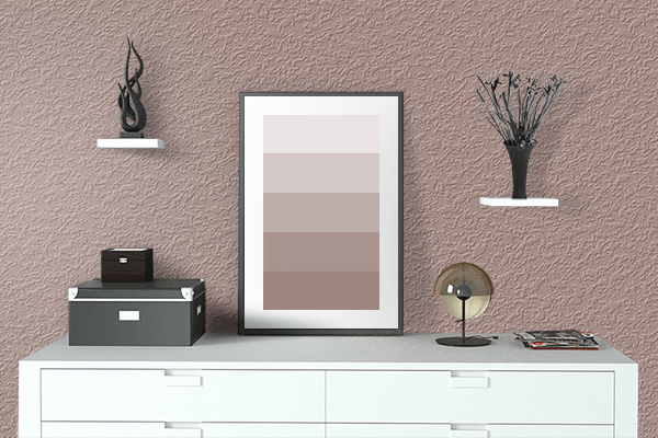 Pretty Photo frame on Pastel Mocha color drawing room interior textured wall