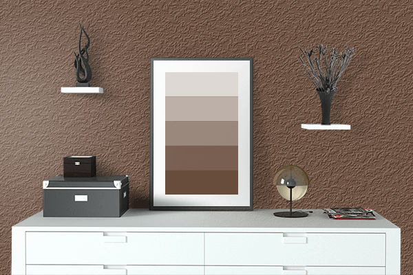 Pretty Photo frame on Military Brown color drawing room interior textured wall