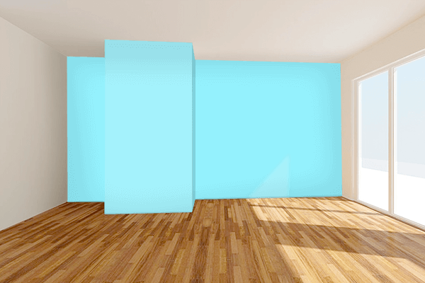 Pretty Photo frame on Fresh Aqua color Living room wal color