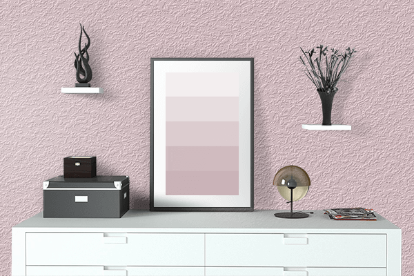 Pretty Photo frame on Pinkish color drawing room interior textured wall