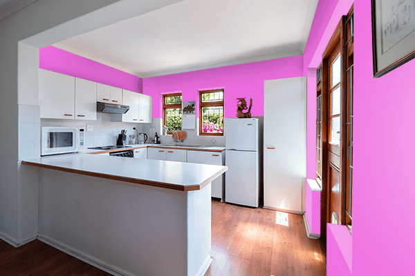 Pretty Photo frame on Steel Pink color kitchen interior wall color