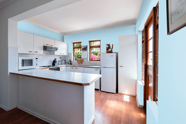 Pretty Photo frame on Paris Blue color kitchen interior wall color