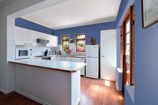 Pretty Photo frame on Indigo Navy Blue color kitchen interior wall color