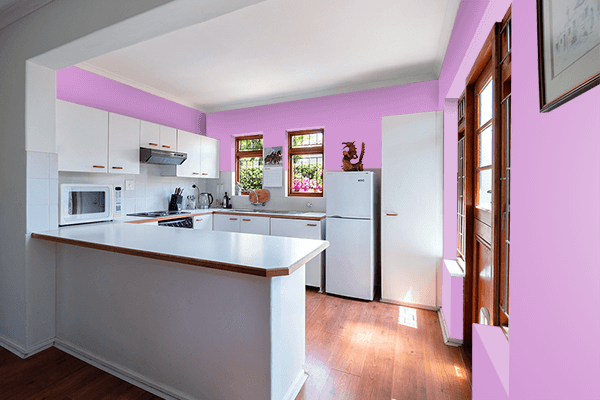 Pretty Photo frame on Sweet Lilac color kitchen interior wall color