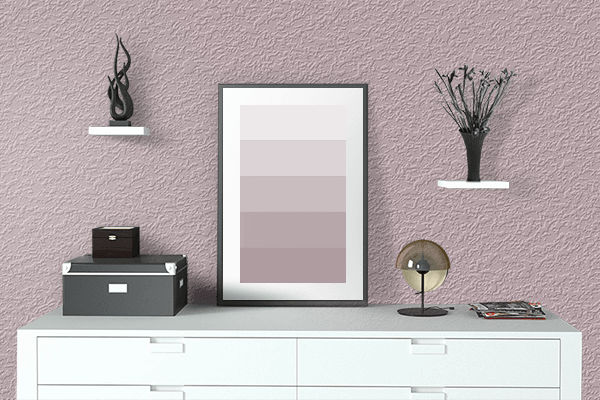 Pretty Photo frame on Dirty Pink color drawing room interior textured wall