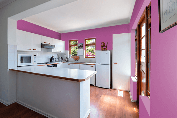 Pretty Photo frame on Brilliant Carmine color kitchen interior wall color